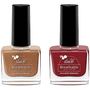 Iba Halal Care Breathable Nail Color B08 Very Berry 9ml & Iba Halal Care Breathable Nail Color B24 Rose Gold 9ml