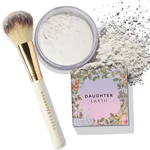 Daughter Earth Snowdust Makeup Setting Powder With Beauty Brush | Hydrates Brightens & Comforts The Skin | Matte Finish Suitable For All Skin Tones | Lightweight & Locks Your Makeup | 12 gm