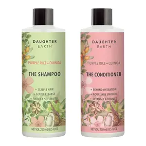 DAUGHTER EARTH The Shampoo & The Conditioner With Purple Rice & Quinoa For Nourishment & Hairfall Frizzy Hair | Gentle Cleanser For Scalp & Hair For Softer Fuller Feel | 250 ml Each