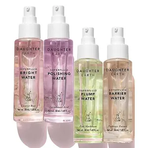Daughter Earth - Multifunctional Toner-Essence-Treatment Elixirs | Bright Water Barrier Water Plum Water Polishing Water | Set of Four Superfluids - Pack of 4 (50 ml each) | Ultimate Skincare Pack