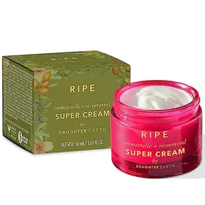 Daughter Earth RIPE - Immortelle + Resveratrol Super Cream | Collagen Supporting Face Moisturiser With Hormonal Skin Saviours | Helps in Firmness Lines & Wrinkles | Keeps Your Skin Calm | 50 ml