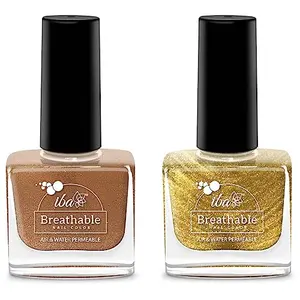 Iba Halal Care Breathable Nail Color B24 Rose Gold 9ml and Iba Halal Care Breathable Nail Color B23 Gold Sparkle 9ml