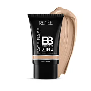 RENEE Face Base BB Cream 7 in 1 with SPF 30 PA+++ Biscuit 30ml| Enriched with Hyaluronic Acid & Vitamin C| Hydrates Nourishes & Smoothens Skin