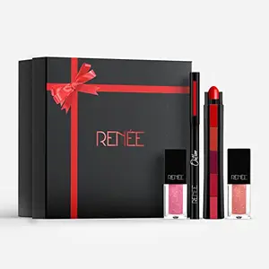 RENEE Fab Look Makeup Kit Combo| Includes Fab 5 Lipsticks Black Kajal & Lip Glosses| Best Gifts for Girlfriend Wife Women