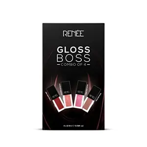 RENEE See Me Shine Lip Gloss Gloss Boss Combo of 4 2.5ml Each| Glossy Non-sticky & Non-drying Formula| Long Lasting Moisturizing Effect| Easy to Carry