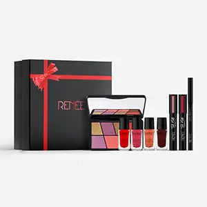 RENEE Glamup Makeup Kit Combo| Includes Eyeshadows Lipsticks Red & Nude with Kajal| Best Gifts For Girlfriend Wife Women Girls| Cruelty free