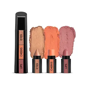 RENEE Fab Face 3 in 1 Makeup Stick Nude 4.5gm| Includes Eyeshadow Blush & Lipstick| Infused With Vitamin E| Intense Color Payoff| Compact & Travel Friendly