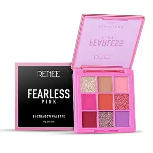 RENEE Fearless Eyeshadow Palette - Pink 12gm Shimmery and Matte Vibrant Shades Travel Friendly Long Lasting Non Creasing Easy-to-blend & Build Up for Eye-catching Look of Glamorous Smoky Eye