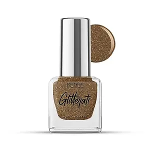 RENEE Glitterati Nail Paint - Ecru Brown 10ml | Quick Drying Glittery Finish Long Lasting Chip resisting Formula with High Glitter & Full Coverage | Acetone & Paraben Free