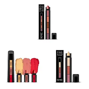 RENEE FAB 5 (5-in-1 Lipstick) (FAB5 NUDE) & RENEE Fab Face Diva - 3 in 1 Makeup Stick 4.5g & RENEE Fab 3 in 1 Eyeshadow Enriched with vitamin E 4.5g