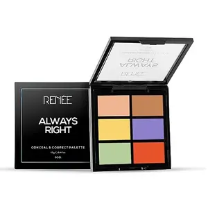 Renee Always Right Conceal & Correct Palette 12gm - Lightweight Smooth Texture Blurs Blemishes Scars & Pigmentation - Evens Out Skin Tone Seamlessly With High Coverage & Blendable Formula