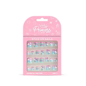 RENEE Princess Stick on Nails Rainbow Unicorn| 24 Reusable Artificial Nail Set| Lightweight Long Lasting Easy to Use| Quick Fix for Special Occasions