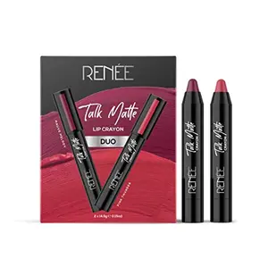 RENEE Talk Matte Duo Crayon Lipstick - Mauve Melody & Pink Thunder 4.5gm each Hydrating and Long-Lasting Lipstick | Enriched with Vitamin E Jojoba Oil & Cocoa Butter