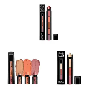 RENEE FAB 5 (5-in-1 Lipstick) (FAB5 NUDE) & RENEE Fab Face Nude - 3 in 1 Makeup Stick 4.5g & RENEE Fab 3 in 1 Eyeshadow Enriched with vitamin E 4.5g