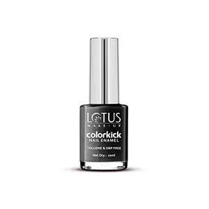 Lotus Makeup Colorkick Nail Enamel - Black Angel 83 | Chip Resistant | Glossy Finish | 10ml (50001868)