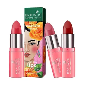 Biotique Natural Makeup Smackable Lip Kit-Magicolor Lipstick Pack of 3