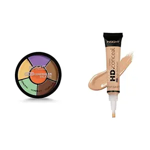 Insight Cosmetics Pro Oil Concealer Palette - Corrector 15Gm & Hd Concealer Golden Sand-04