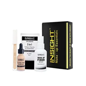 Insight Cosmetics Combo of Primer Fixer Liquid Concealer and Ultra Thin Foundation