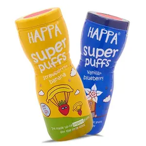 Happa Organic Multigrain Strawberry Banana & Vanilla Blueberry Melts Super Puffs (Healthy Organic Snack for Little One 8 months+) Pack of 2
