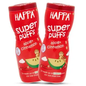 Happa Organic Multigrain Apple & Cinnamon Melts Super Puffs (Healthy Organic Snack for Little One) - Pack of 2