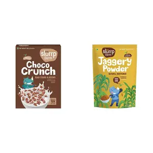 Slurrp Farm Choco Crunch Chocolate Cereal | No Maida No Refined Sugar No Added Colour | Ragi Stars and Moons | Healthy Breakfast for Kids | 400 g & Slurrp Farm Natural Jaggery Powder 300 G
