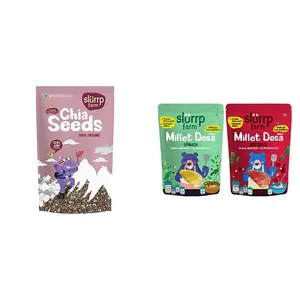 Slurrp Farm Chia Seeds 100 G & Slurrp Farm Millet Dosa Instant Mix Supergrains Spinach and Beetroot Natural and Healthy Food 150g (Pack of 2)