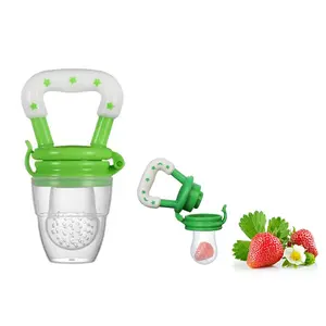 Safe-O-Kid- Pack of 1- BPA Free; Veggie Feed Nibbler; Fruit Nibbler/Silicone Food; Soft Pacifier/Feeder for Baby (S Size for 4-6 Months Babies)- Green