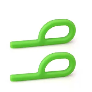 Safe-O-Kid Non-Toxic Develop Baby's Biting Skills Safely P Shape Chewy Tube for Toddler- Green Pack of 2