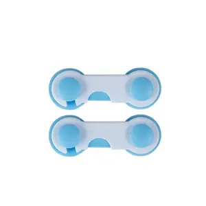 Safe-O-Kid - Pack of 2 - Easy to Use Dotted with Smiley Ends Child Proof Cabinet Lock Blue
