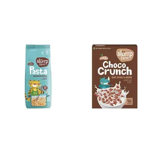 Slurrp Farm No Maida Mini Fusilli Pasta | Gluten Free & Multigrain| 400 g & Slurrp Farm Choco Crunch Chocolate Cerealfor Kids | 400 g