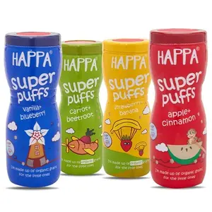Happa Organic Multigrain Melts Super Puffs (Healthy Organic Snack for Little One 8 Months+) Pack of 4
