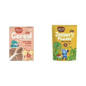 Slurrp Farm No Sugar No Salt Ragi Almond and Banana Cereal | 100% Sprouted Ragi | Healthy Cereal | No Milk | No Preservatives 200g & Slurrp Farm Natural Jaggery Powder 300 G