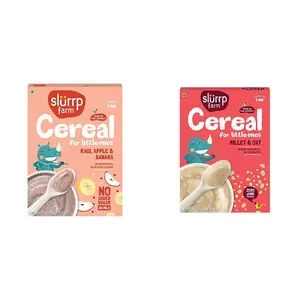 Slurrp Farm Ragi & Apple Cereal with No Sugar | Real Apple & Banana| 200g & Slurrp Farm Porridge Millet And Oats Powder 250 G