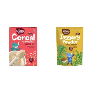 Slurrp Farm Porridge Millet And Oats Powder | Instant Healthy Wholesome Food No Sugar No Salt 250 G & Slurrp Farm Natural Jaggery Powder 300 G