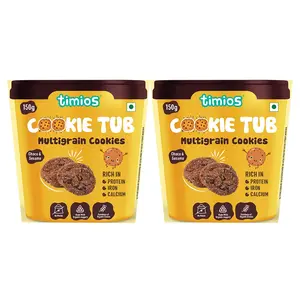 Timios Cookie Tub- Multigrain Rich in Protein Iron and Calcium Cookies-Pack of 2