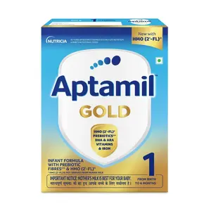 Aptamil Gold Infant Formula Milk Powder for Babies - Stage 1 (Upto 6 months) - with HMO and Prebiotics - 400gms - BIB Pack