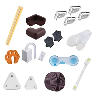 Safe-O-Kid Baby Safety Kit Standard I Newly Launched | 40 Pieces 6 Safety Locks 17 Corner Guards 4 Door Stoppers 12 Socket Covers 1 Knee Pad