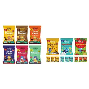 Slurrp Farm Healthy Breakfast and Snacks Trial Pack Combo 300g (Pack of 6 50g each) & Slurrp Farm Healthy Snacks for Kids| 12 x 20g packs