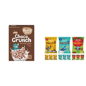 Slurrp Farm Choco Crunch Chocolate Cerealfor Kids | 400 g & Slurrp Farm Healthy Snacks for Kids| 12 x 20g packs