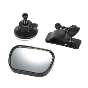 Safe-O-Kid 2 ABS Plastic Car Rear View Mirrors 360 Degree Rotational View Adjustable with Clips and Suction Cup Pack of 2