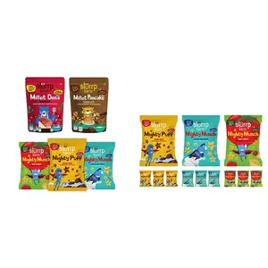 Slurrp Farm Ragi Tiffin Combo Pack of 5 | Instant Dosa Mix with Dal | No Maida Chocolate Pancake Mix | Mighty Puff- Healthy Snacks Not Fried & Slurrp Farm Healthy Snacks for Kids| 12 x 20g packs