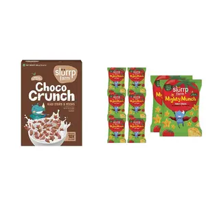 Slurrp Farm Choco Crunch Chocolate Cerealfor Kids | 400 g & Slurrp Farm Healthy Snacks for Kids | Mighty Puff Tangy Tomato| 8X 20g Each