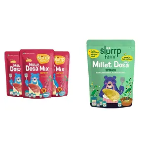 Slurrp Farm Millet Dosa Instant Mix 150g (Pack Of 3) & Slurrp Farm High Protein Millet Dosa Instant Mix | 150Gm