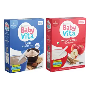 Babyvita Ragi & Wheat-Apple Powder Mix Combo | No Added Vitamins & Minerals No Preservatives - 200gm + 200 gm (Pack of 2)