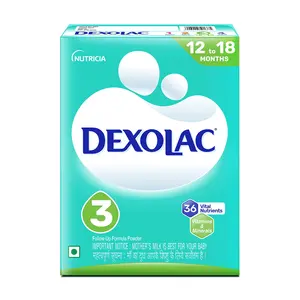 Dexolac Follow Up Infant Formula Milk Powder for Babies - Stage 3 (12 to 18 months) - with 36 Vital Nutrients - 400gms - BIB Pack