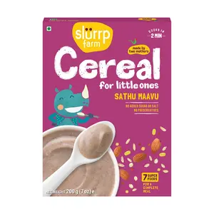 Slurrp Farm Sathu Maavu | 100% Natural Multigrain Health Mix with The Goodness of Ragi Dals & Almonds | No Salt No Sugar No Milk | 200g