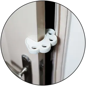 Safe-O-Kid - Pack of 8 - Fit-All Sleek Design Strong - Silicone Door Stopper - White Color