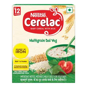 Nestle Cerelac Baby Cereal with Milk Multigrain Dal Veg From 12 to 24 Months Stage 4 Source of Iron & Protein 300g