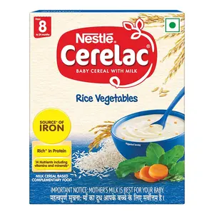 Nestle Cerelac Baby Cereal with Milk - Rice Vegetables (From 8 Months) - BIB Pack 300g