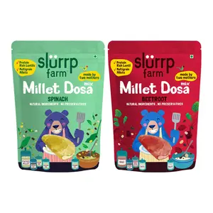 Slurrp Farm Millet Dosa Instant Mix Supergrains Spinach And Beetroot Natural And Healthy Food 150g (Pack Of 2)